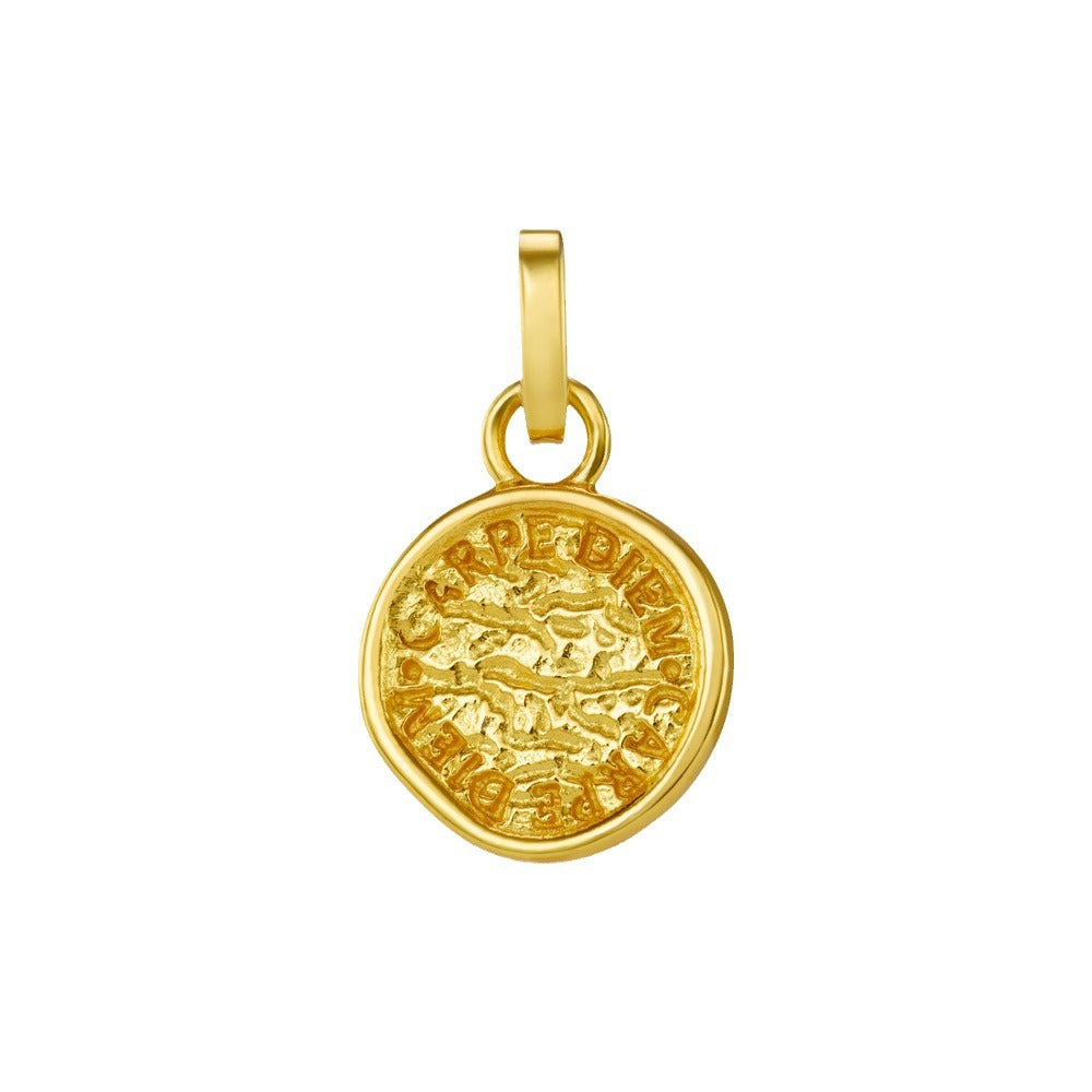 Stainless Steel Coin Heart Natural Stone Pendant