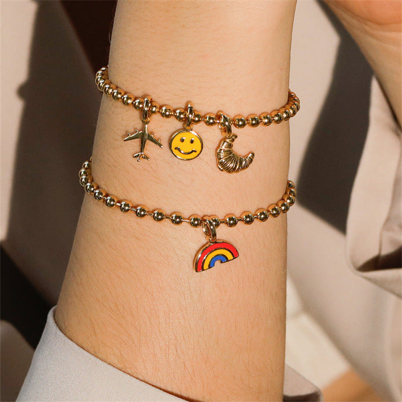 Stainless Steel Star Rainbow Smiley Face Pendant