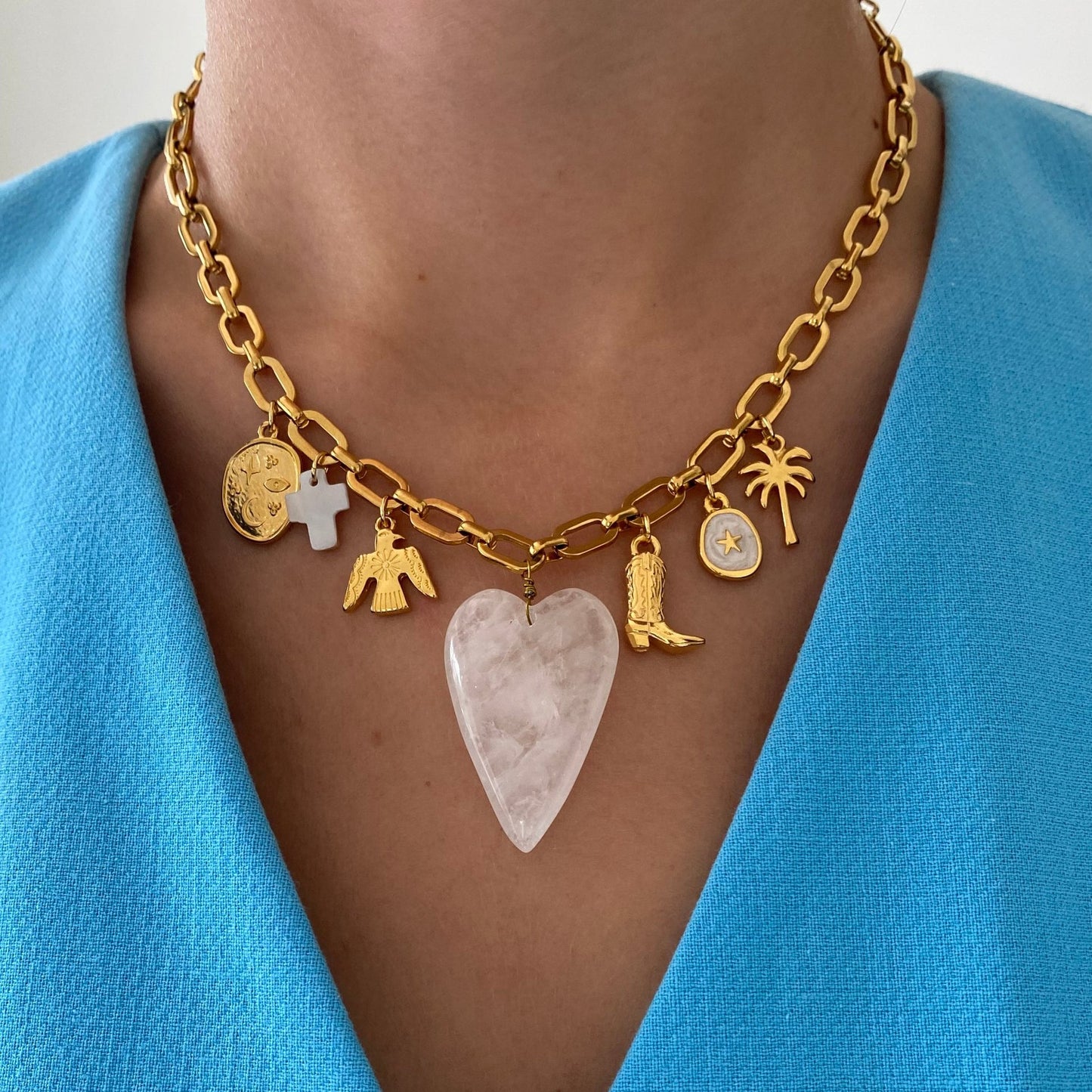 Stainless Steel Boots Star Heart Pendant