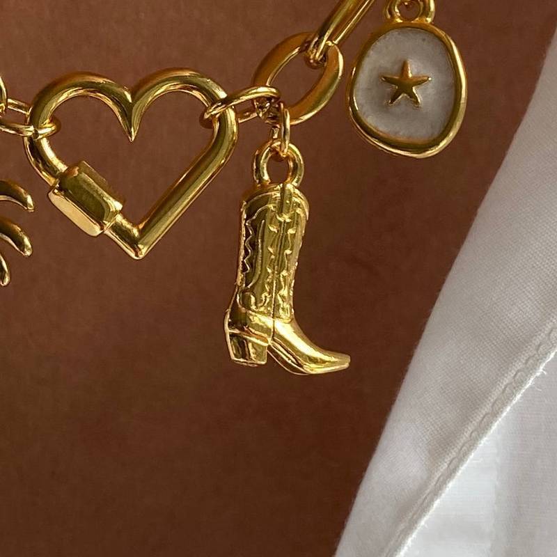 Stainless Steel Boots Star Heart Pendant