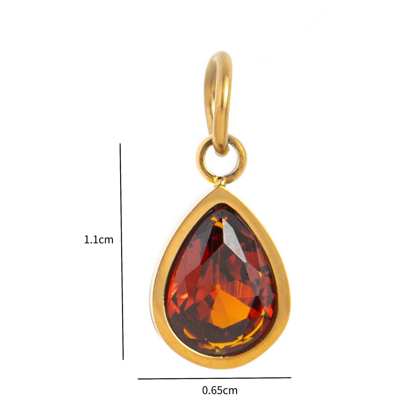 Stainless Steel Water Drop Shape Birthstone Pendant