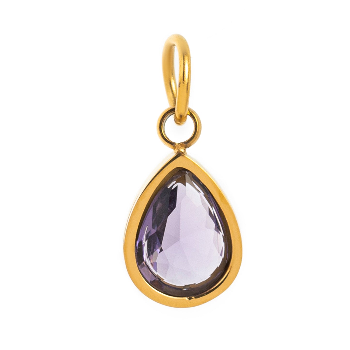 Stainless Steel Water Drop Shape Birthstone Pendant