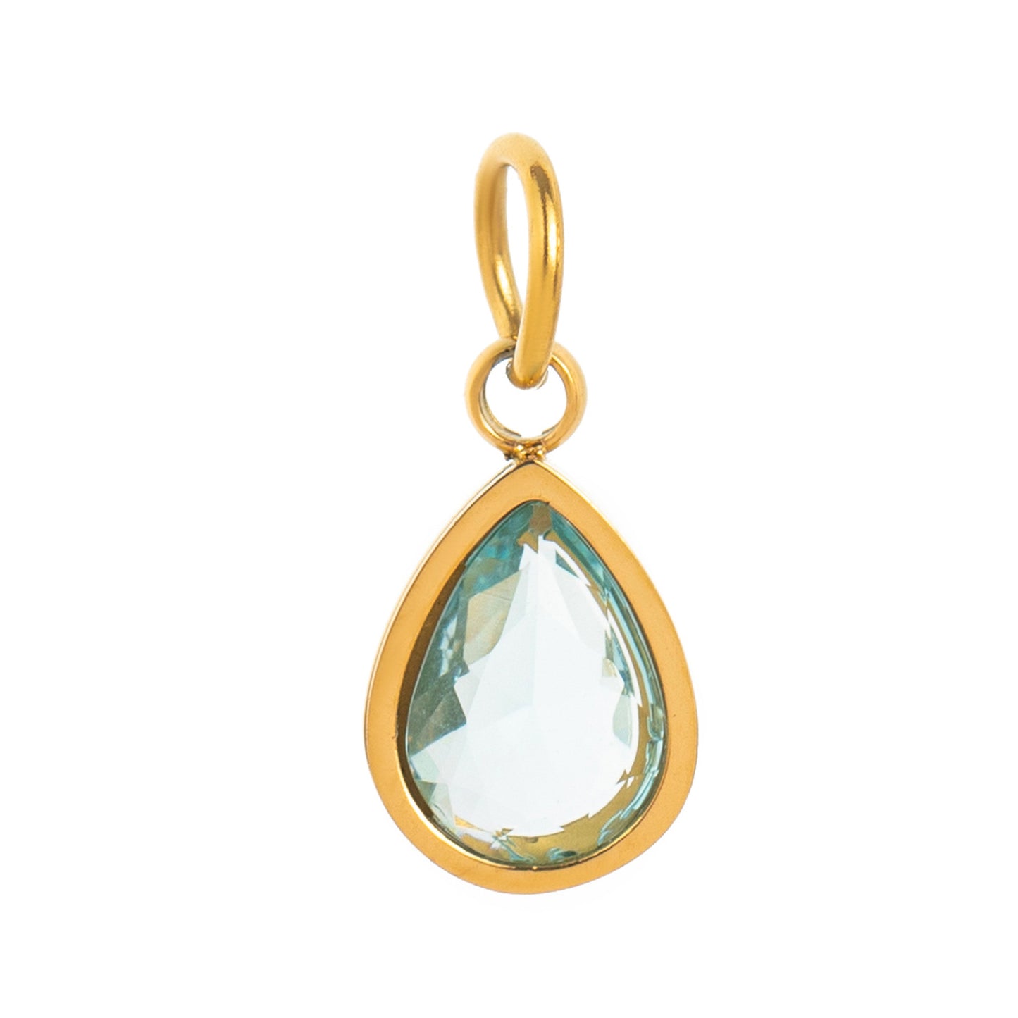 Stainless Steel Water Drop Shape Birthstone Pendant