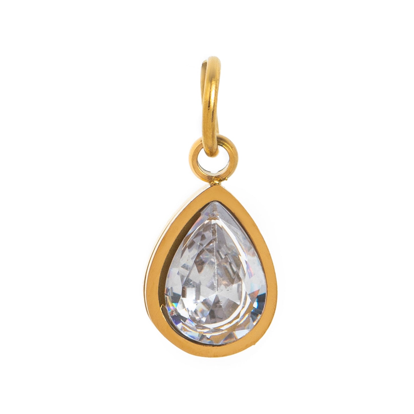 Stainless Steel Water Drop Shape Birthstone Pendant