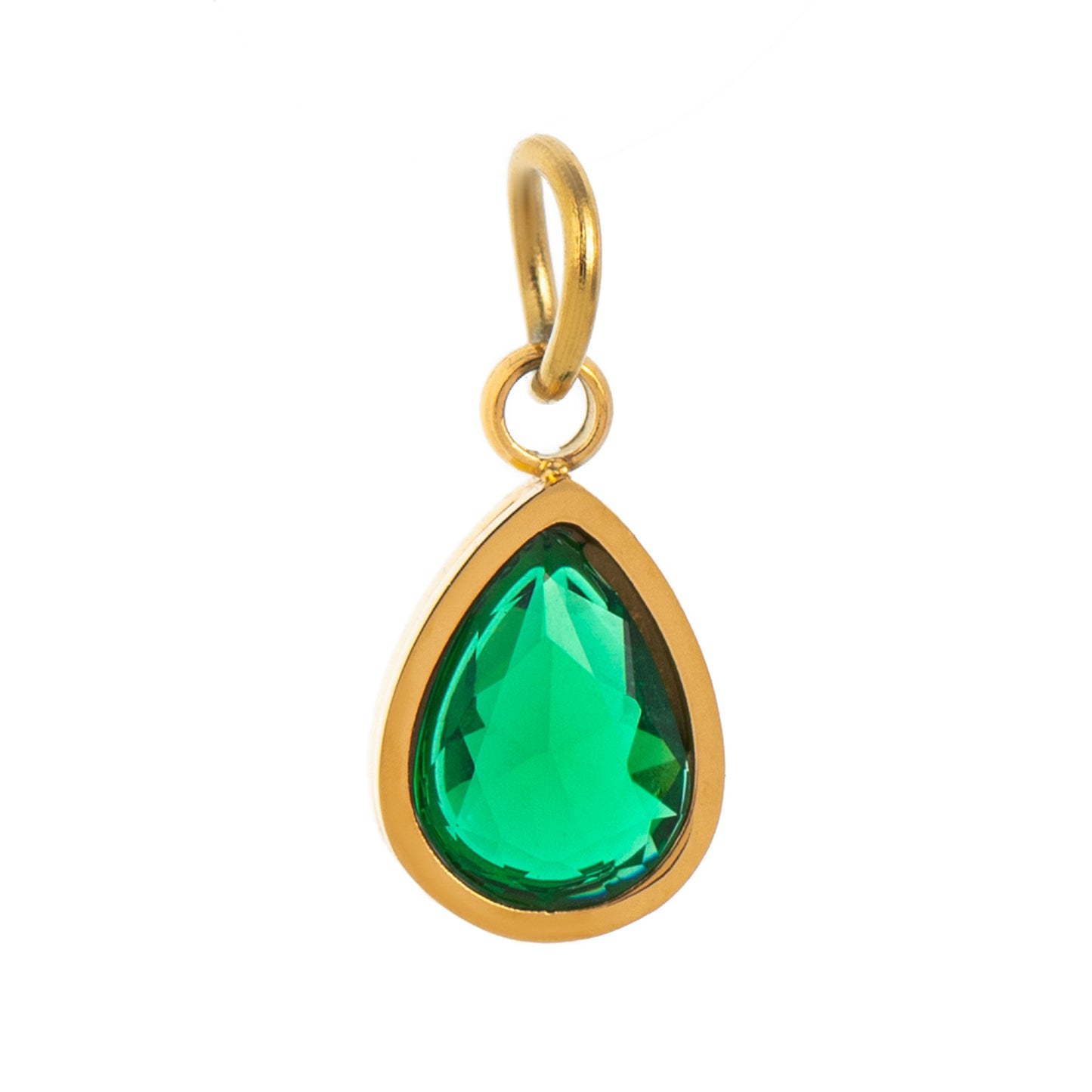 Stainless Steel Water Drop Shape Birthstone Pendant