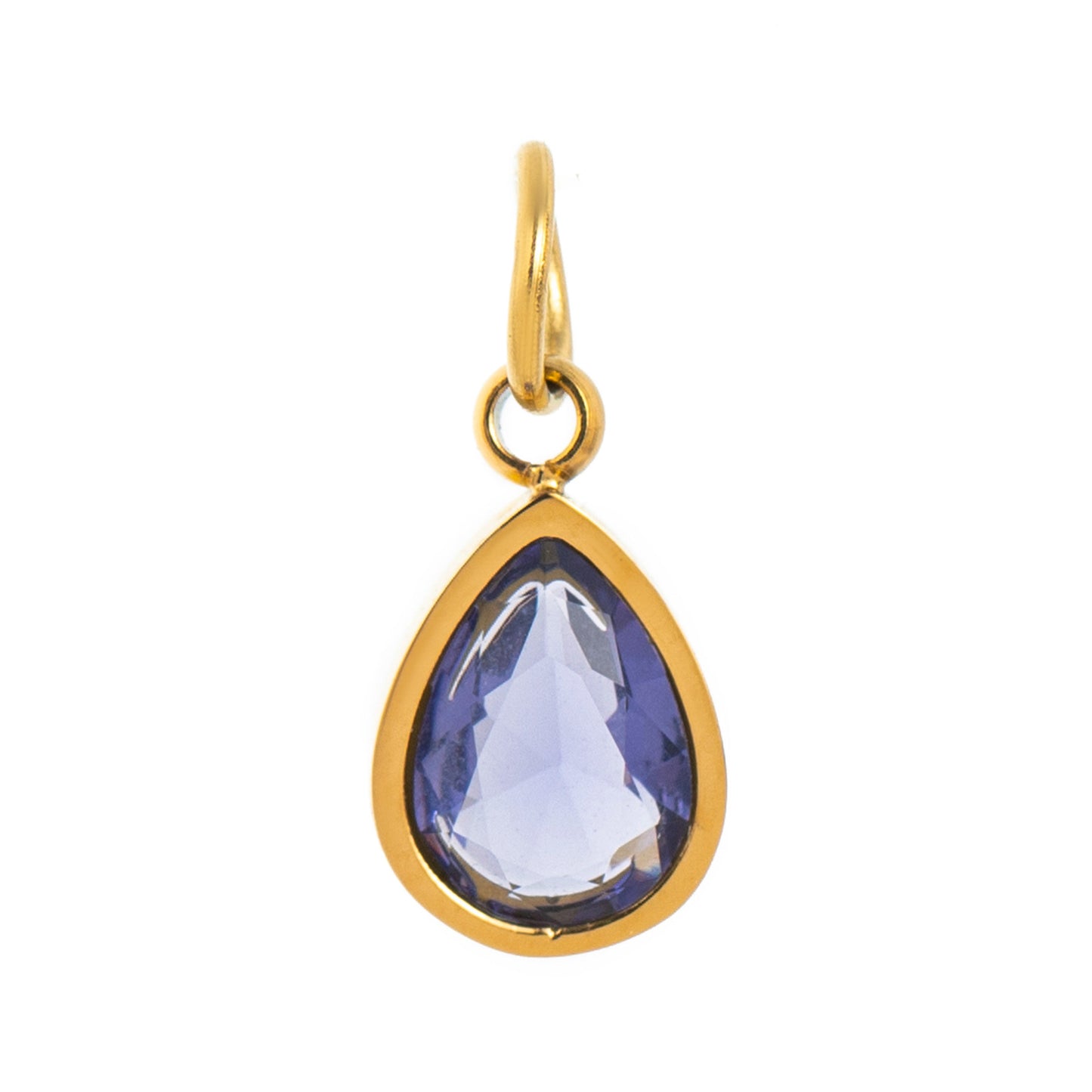 Stainless Steel Water Drop Shape Birthstone Pendant