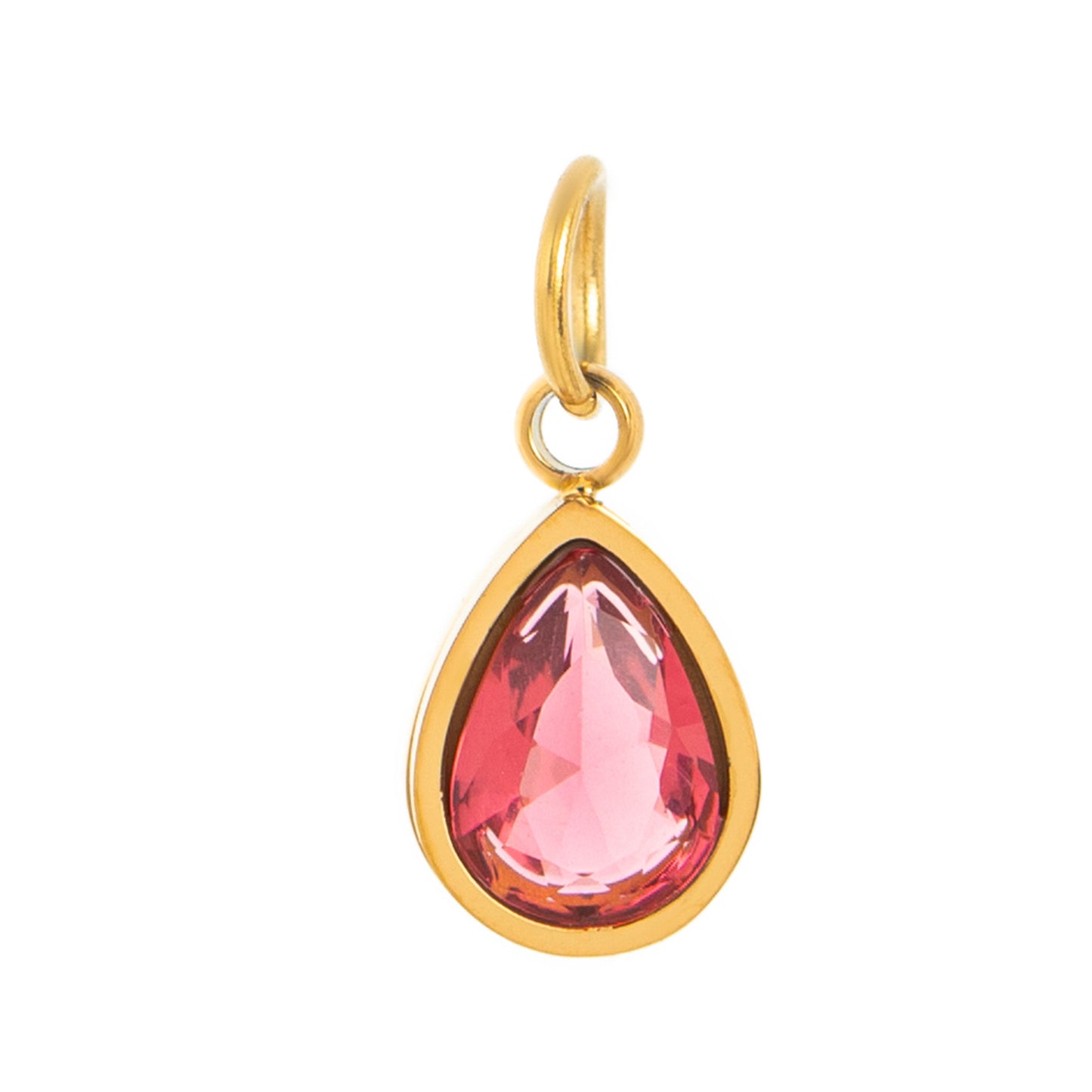 Stainless Steel Water Drop Shape Birthstone Pendant