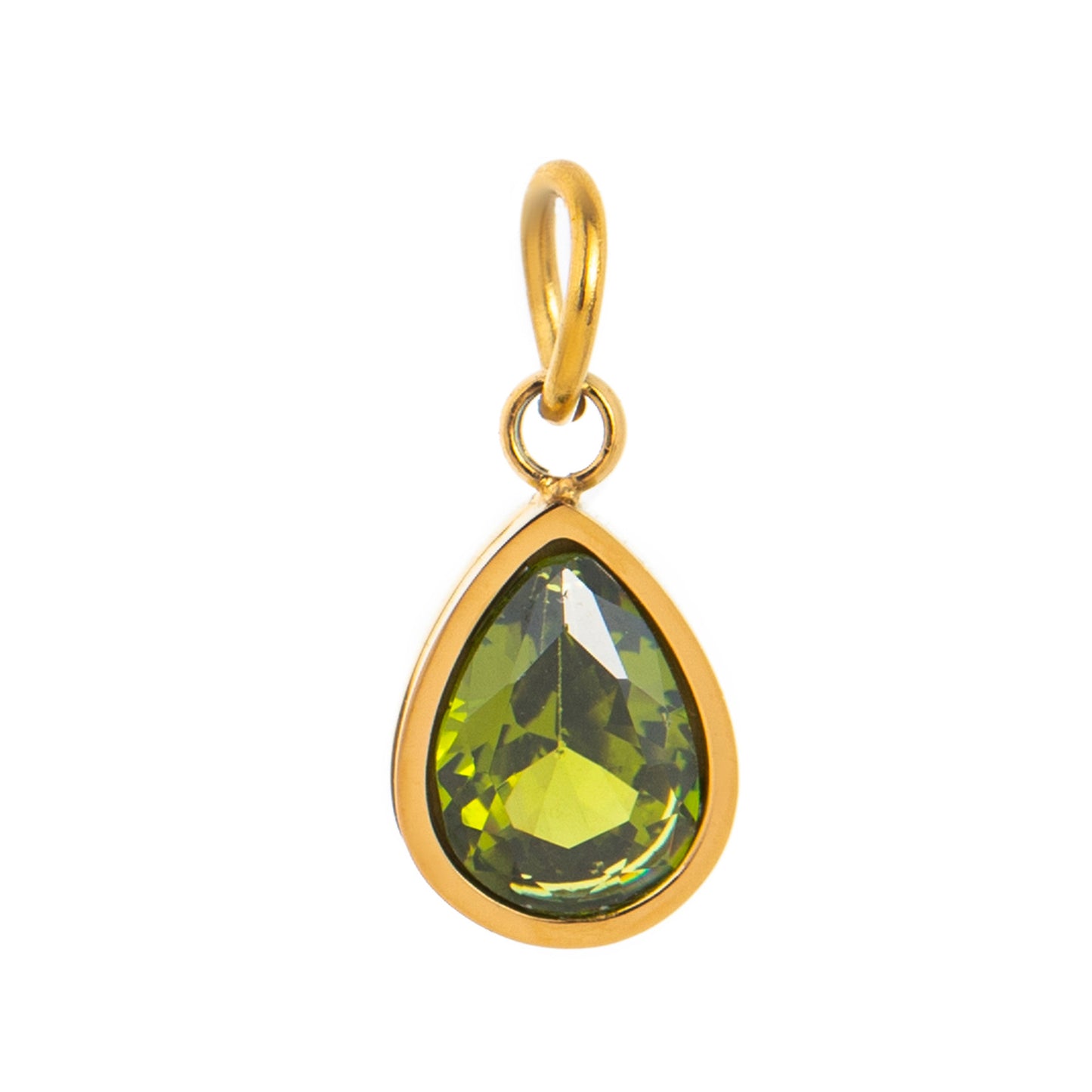 Stainless Steel Water Drop Shape Birthstone Pendant