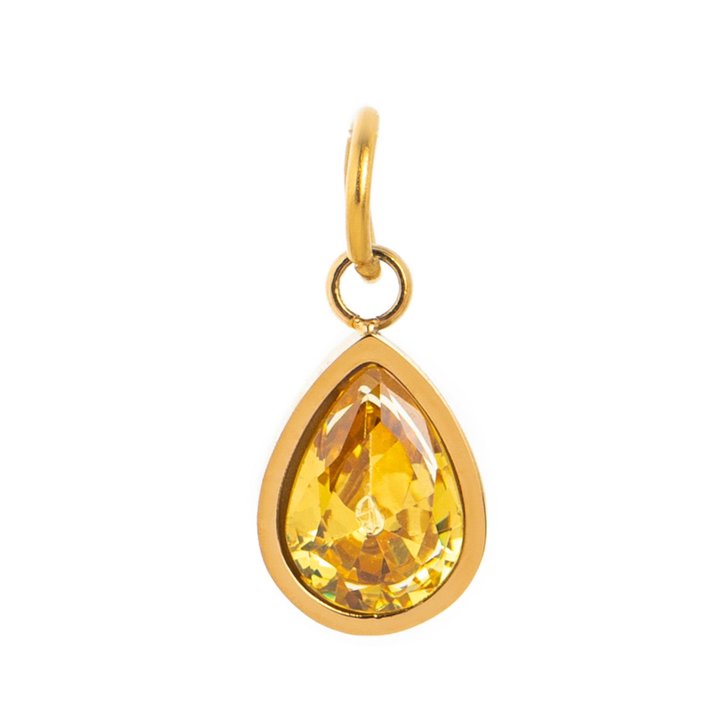 Stainless Steel Water Drop Shape Birthstone Pendant