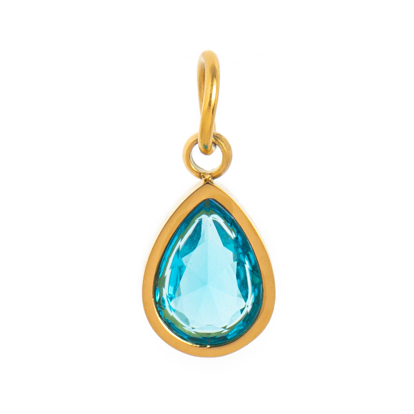 Stainless Steel Water Drop Shape Birthstone Pendant
