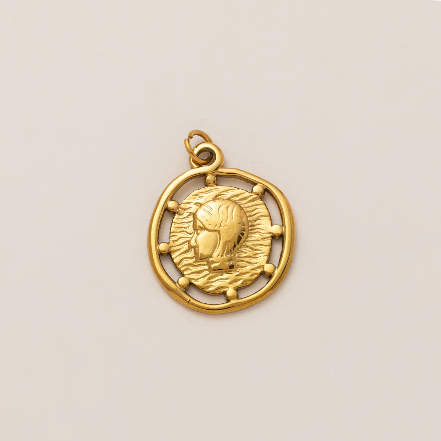 Stainless Steel Coin Heart-shaped Natural Stone Pendant