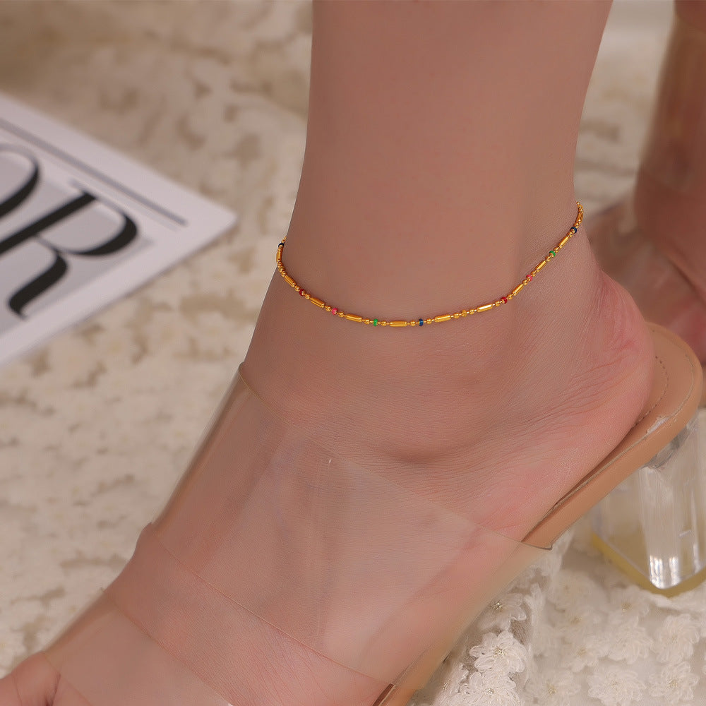 Beaded Oil Drop Necklace Bracelet Anklet Jewelry Suit