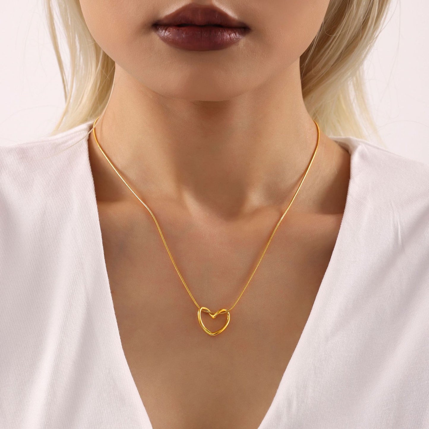 Irregular Heart Line Necklace Earrings Jewelry Suit