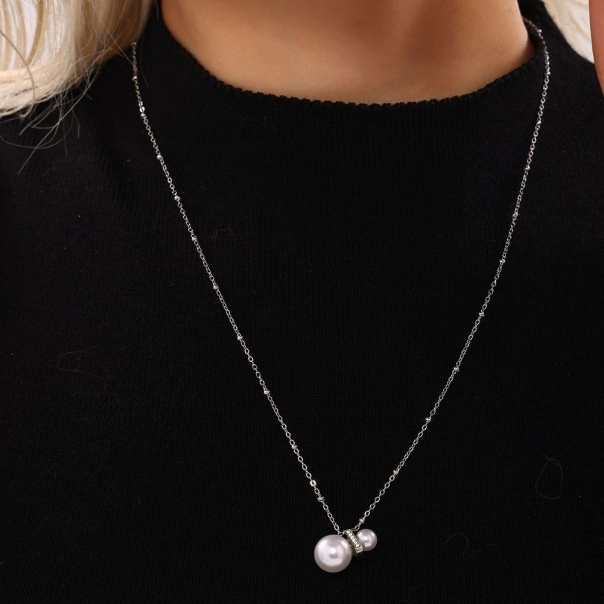 Stainless Steel Imitation Pearl Constellation Symbol Necklace Earrings Jewelry Suit
