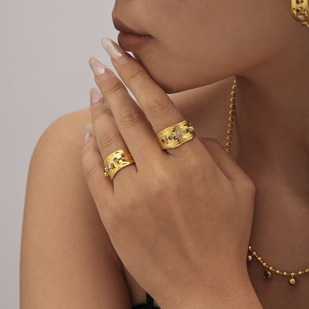 Cubic Zirconia Cuff Ring Hoop Earrings Jewelry Suit
