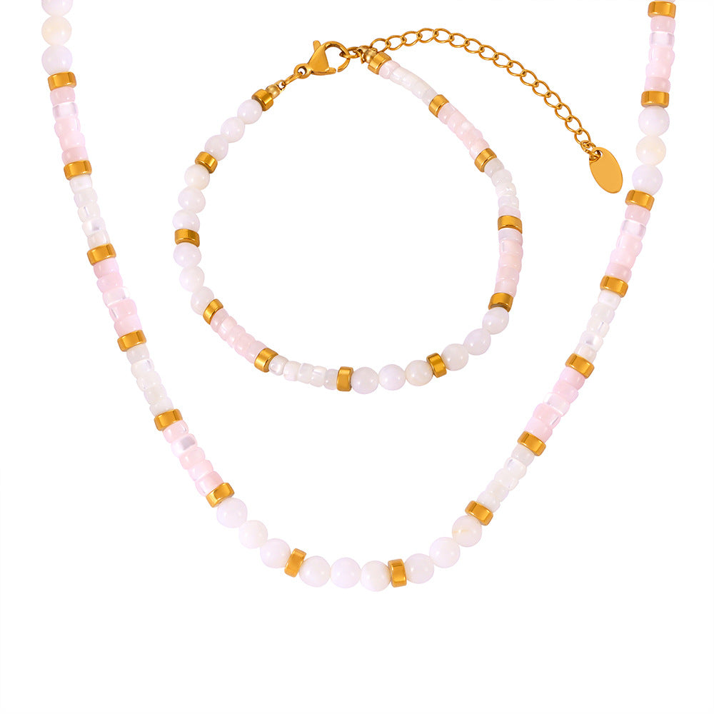 Seashell Beaded Bracelet Necklace Jewelry Suit