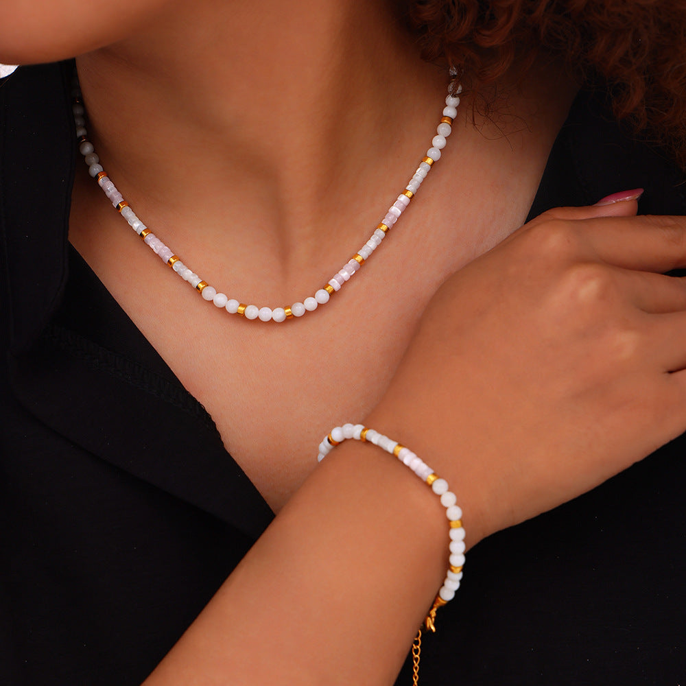 Seashell Beaded Bracelet Necklace Jewelry Suit