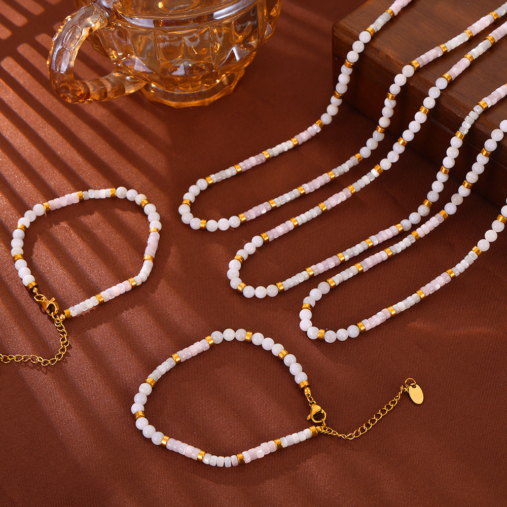 Seashell Beaded Bracelet Necklace Jewelry Suit
