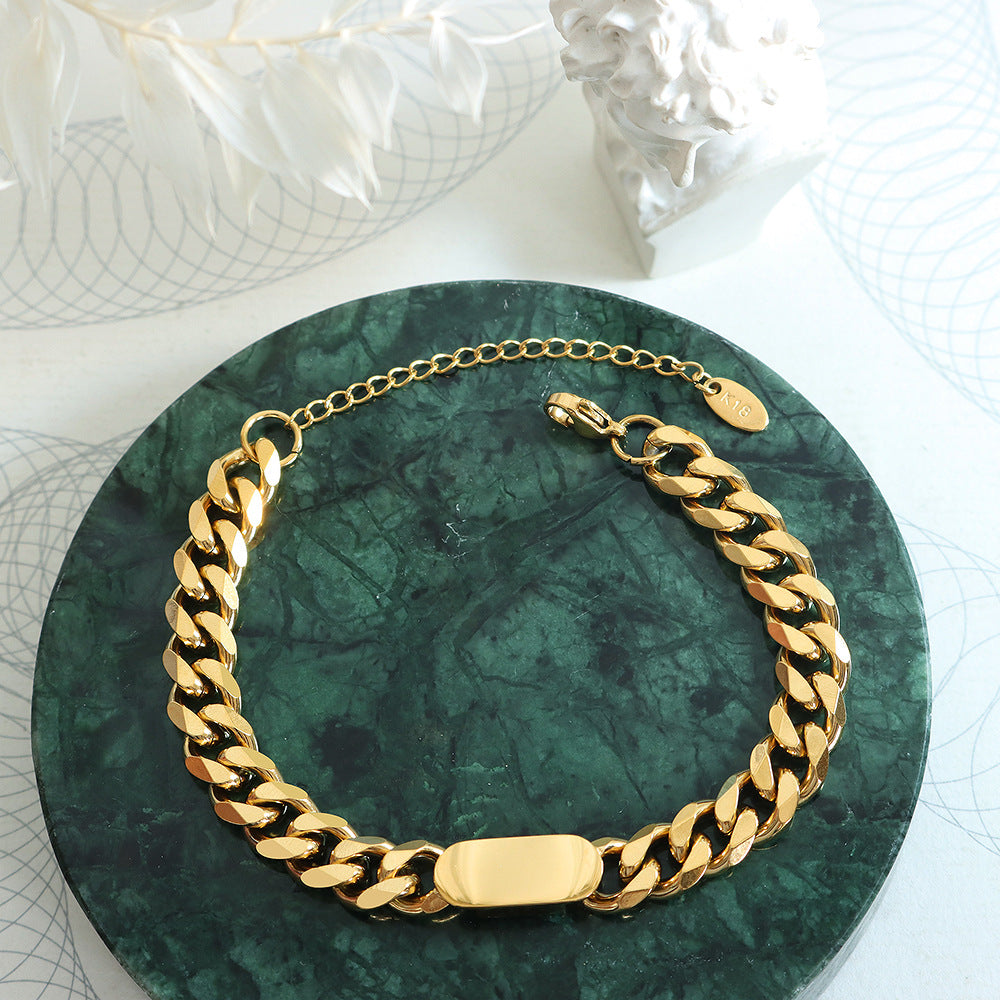 Stainless Steel Engraved Cuban Chain Necklace Bracelet Jewelry Suit