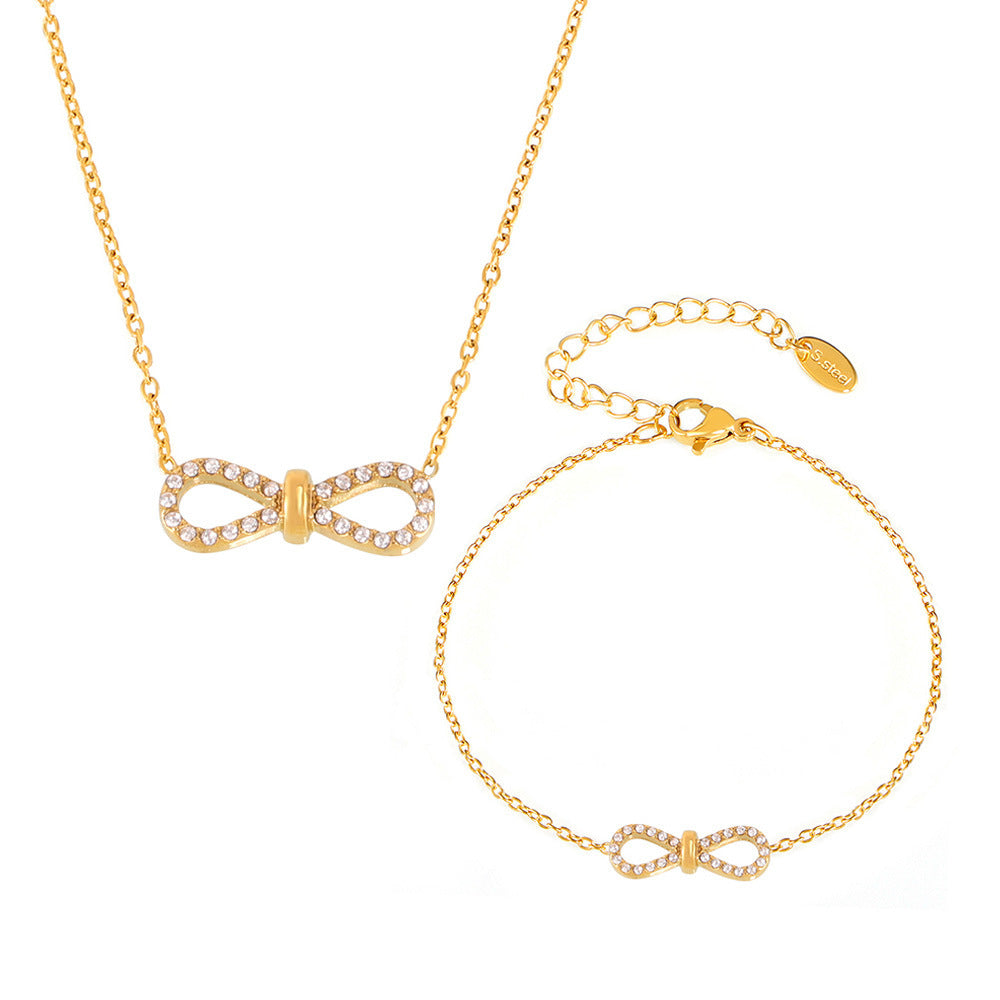 Figure 8 Pendant Inlay Cubic Zirconia Necklace Bracelet Jewelry Suit