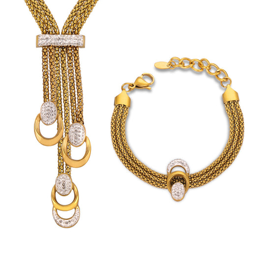 Exaggerated Personality Multi-layer Chain Bracelet Necklace Jewelry Suit