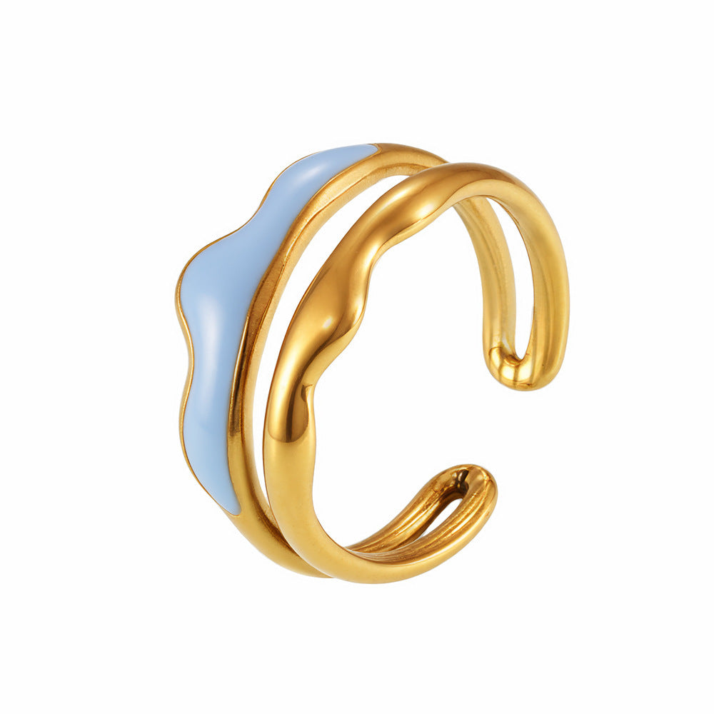 Stainless Steel Double Layer Wave Oil Drop Ring