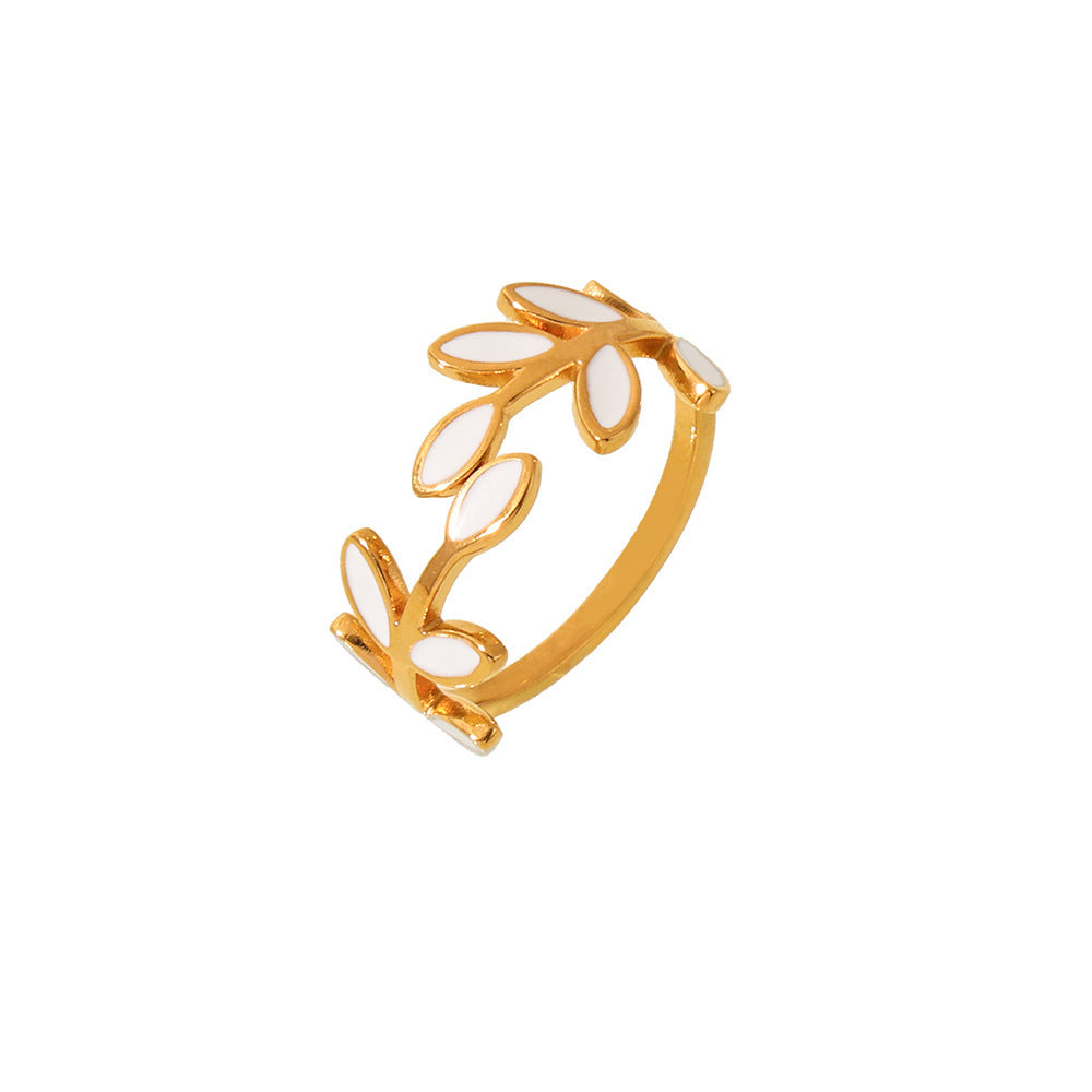 Stainless Steel Leaf Shape Oil Drop Ring