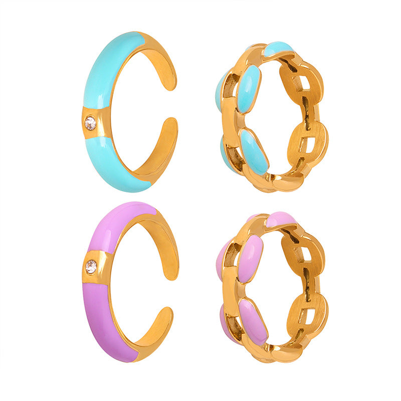 Stainless Steel Dopamine Geometric Oil Drop Ring