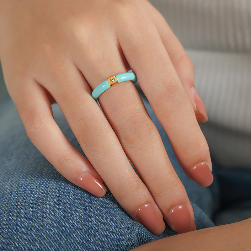 Stainless Steel Dopamine Geometric Oil Drop Ring
