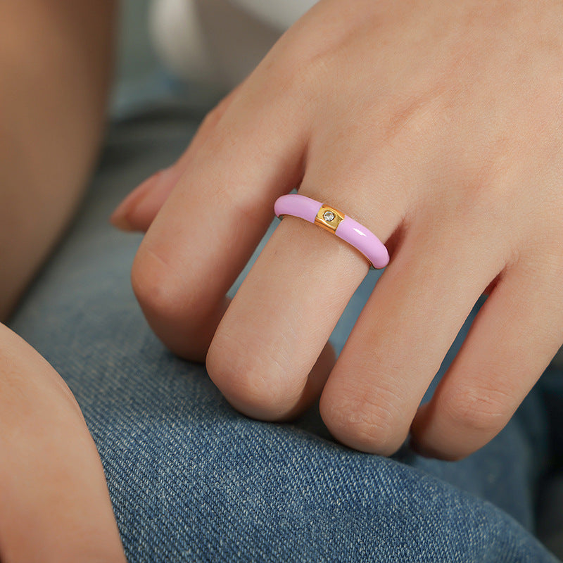 Stainless Steel Dopamine Geometric Oil Drop Ring