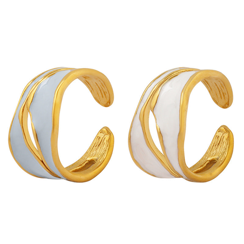 Stainless Steel Irregular Double Layer Oil Drip Cuff Ring