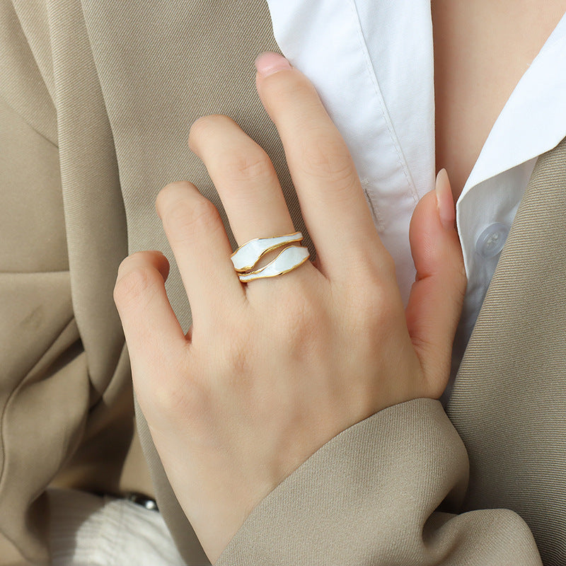 Stainless Steel Irregular Double Layer Oil Drip Cuff Ring