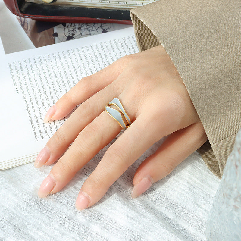 Stainless Steel Irregular Double Layer Oil Drip Cuff Ring