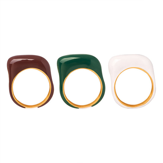 Stainless Steel Geometric Candy Color Oil Drip Cuff Ring
