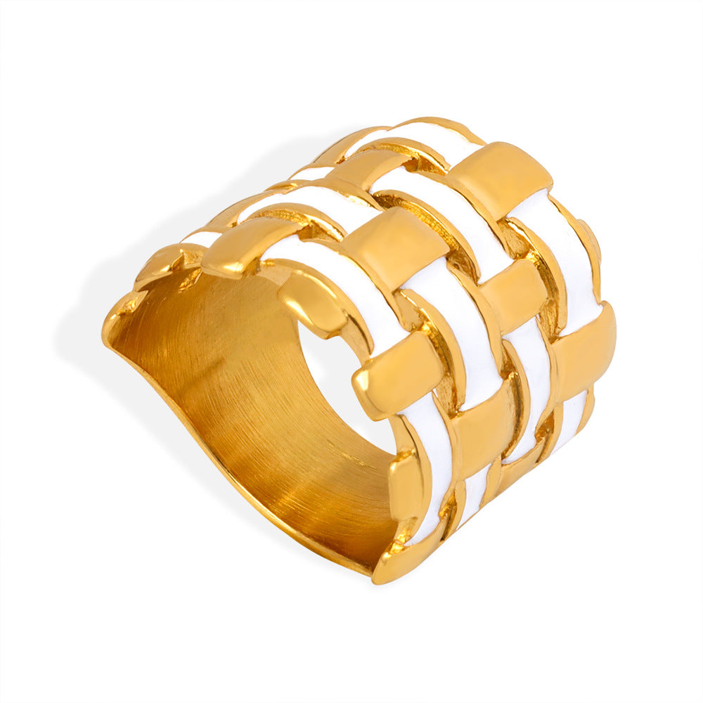 Oil Drop Braided Irregular Stainless Steel Ring