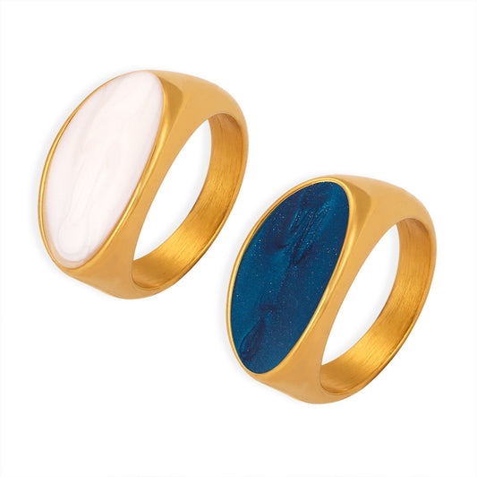 Oval Oil Drop Stainless Steel Signet Ring