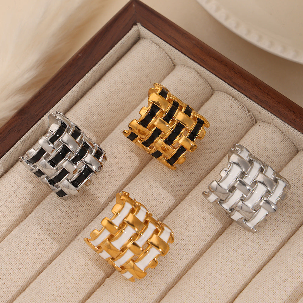 Oil Drop Braided Irregular Stainless Steel Ring