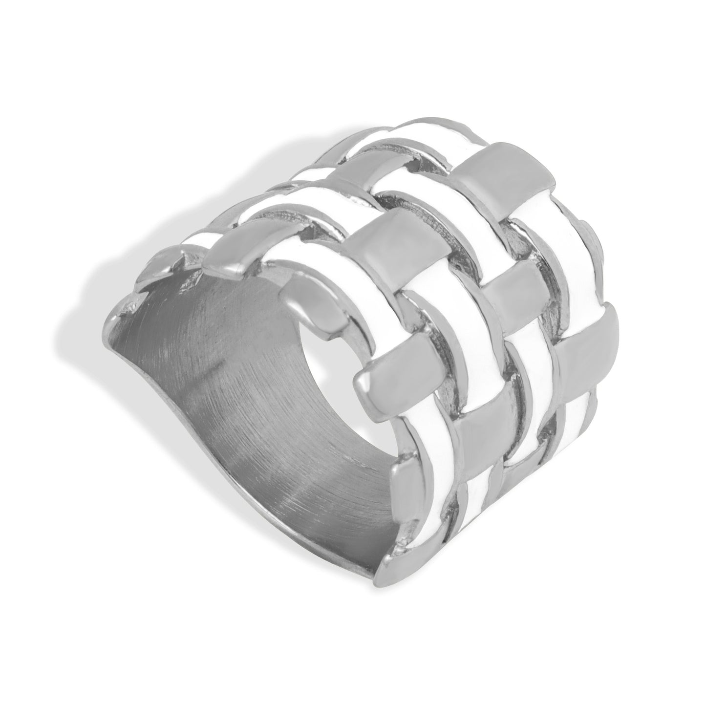 Oil Drop Braided Irregular Stainless Steel Ring