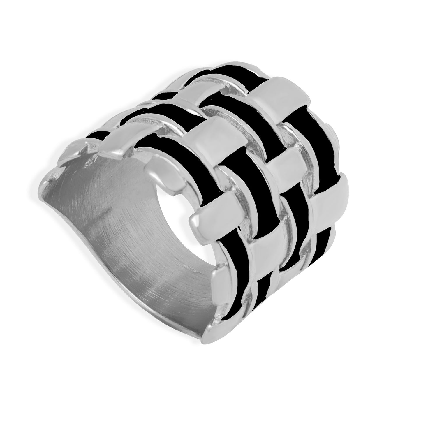 Oil Drop Braided Irregular Stainless Steel Ring