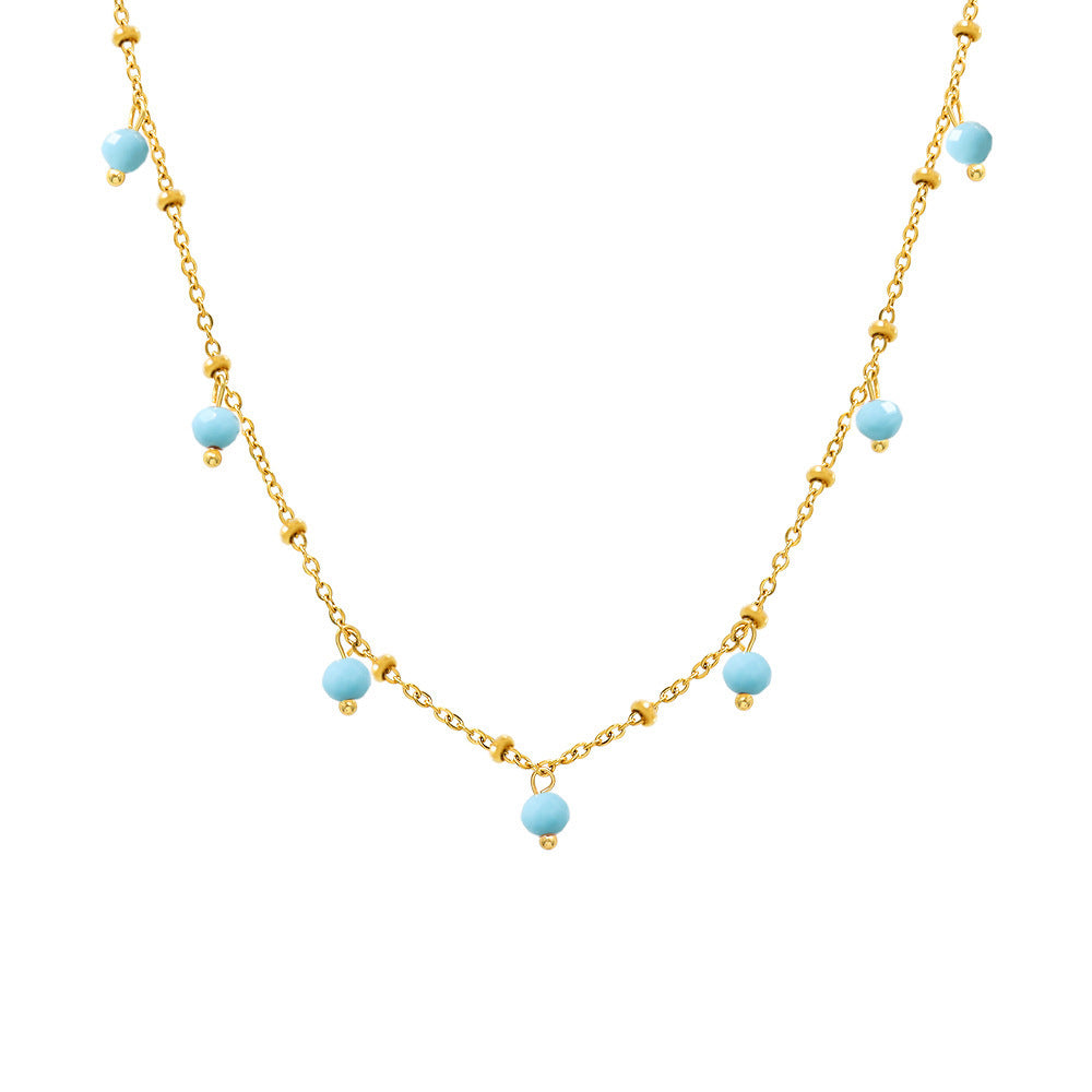 Stainless Steel Beaded Charm Necklace
