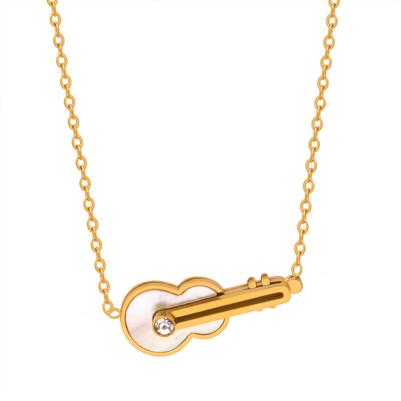 Stainless Steel Violin Pendant Necklace