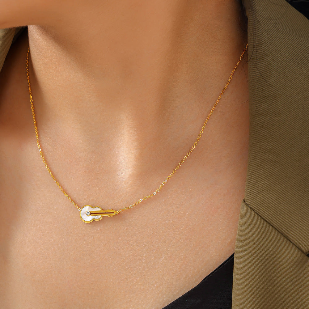 Stainless Steel Violin Pendant Necklace