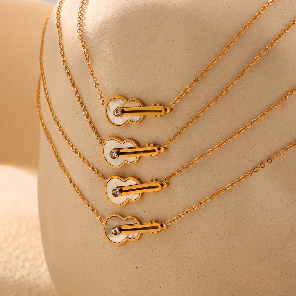 Stainless Steel Violin Pendant Necklace