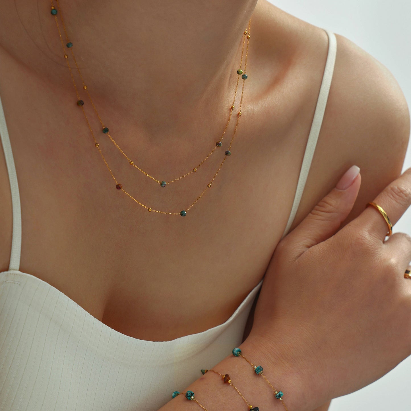 Stainless Steel Split Separated Cubic Zirconia Necklace