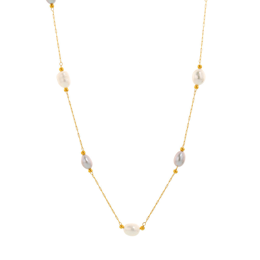 Stainless Steel Cultured Separated Pearl Necklace