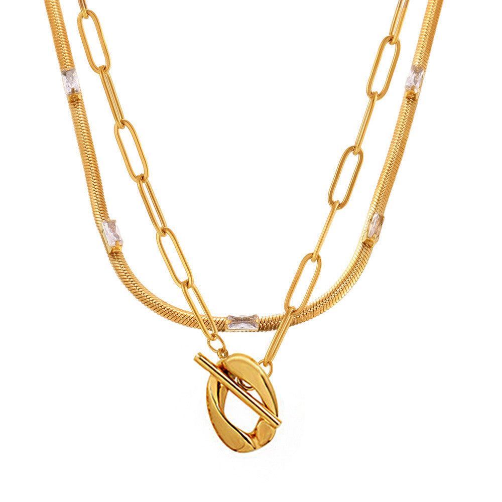 Stainless Steel OT Buckle Paper Clip Necklace