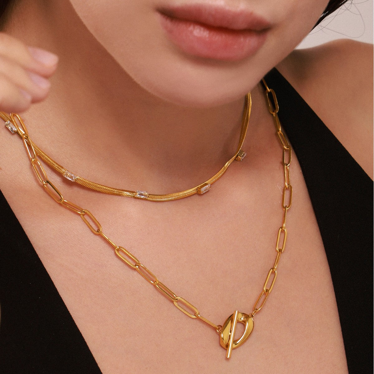 Stainless Steel OT Buckle Paper Clip Necklace