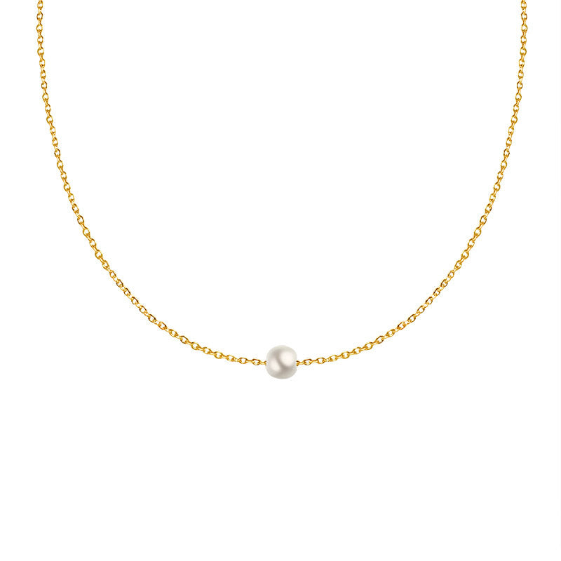 Simple Imitation Pearl Pendant Stainless Steel Necklace