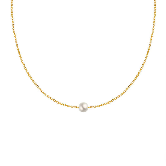 Simple Imitation Pearl Pendant Stainless Steel Necklace