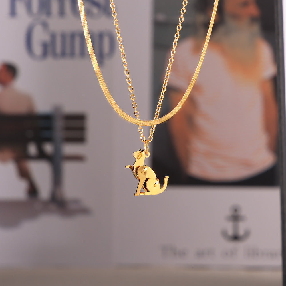 Stainless Steel Animal Shape Pendant Cable Chain Necklace